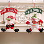 Non-woven fabric Christmas door hanger in red and white holiday colors
