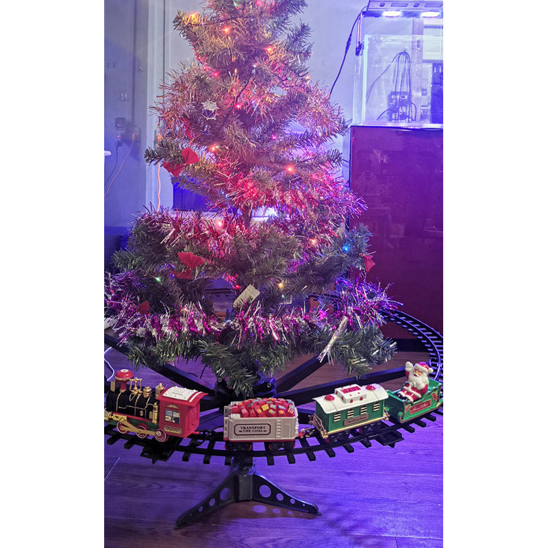 Festive Christmas train decoration angle shot