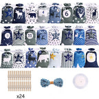 Christmas Advent satin gift bag set displayed for holiday