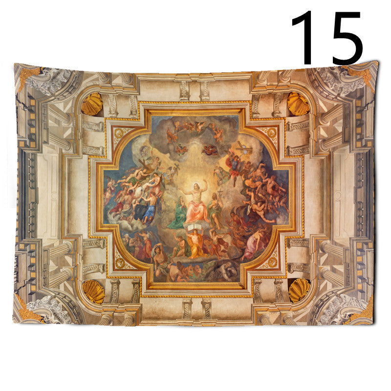 Printed polyester tapestry depicting Christ for wall display