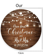 Set of Christmas wooden hanging decorations in festive arrangement