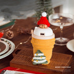 Colorful Christmas tree bottles and holiday stickers for seasonal decorating