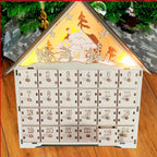 Ornate wooden Advent calendar cabinet with carved details on drawer fronts