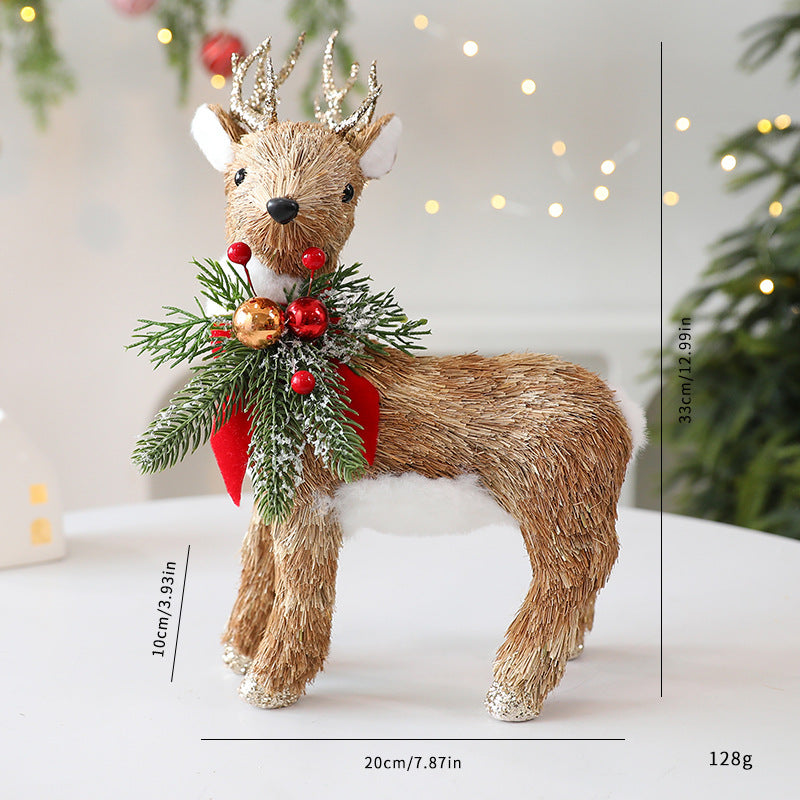 Deer ornament crafted from natural straw materials