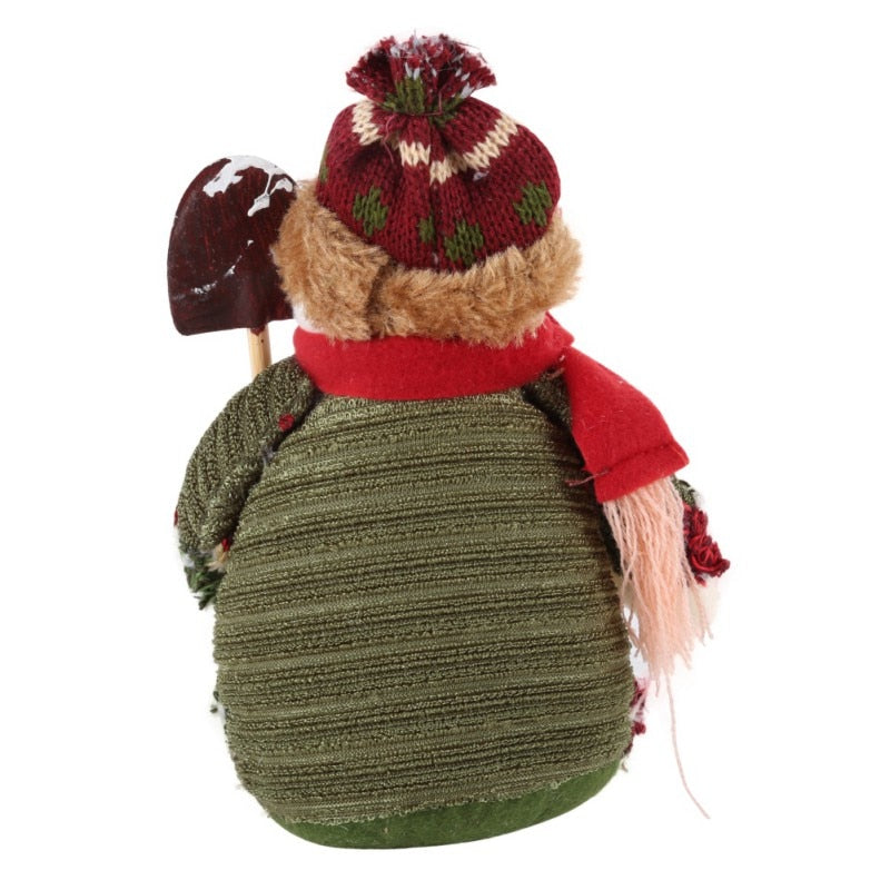 Festive Christmas snowman and elk fabric decoration set in red, green, and white colors