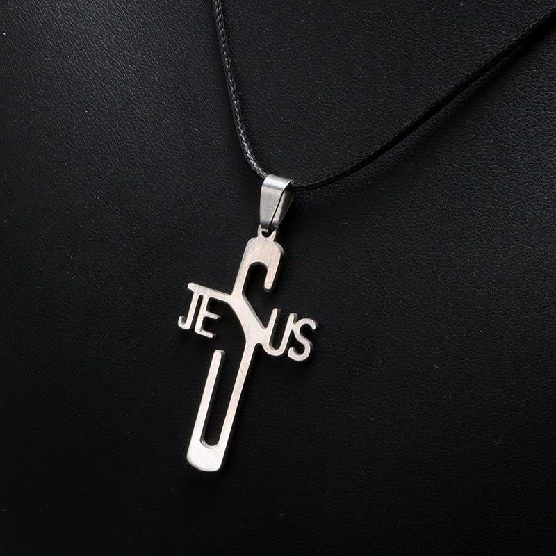 Lifestyle shot of the Christian cross necklace styled for everyday wear