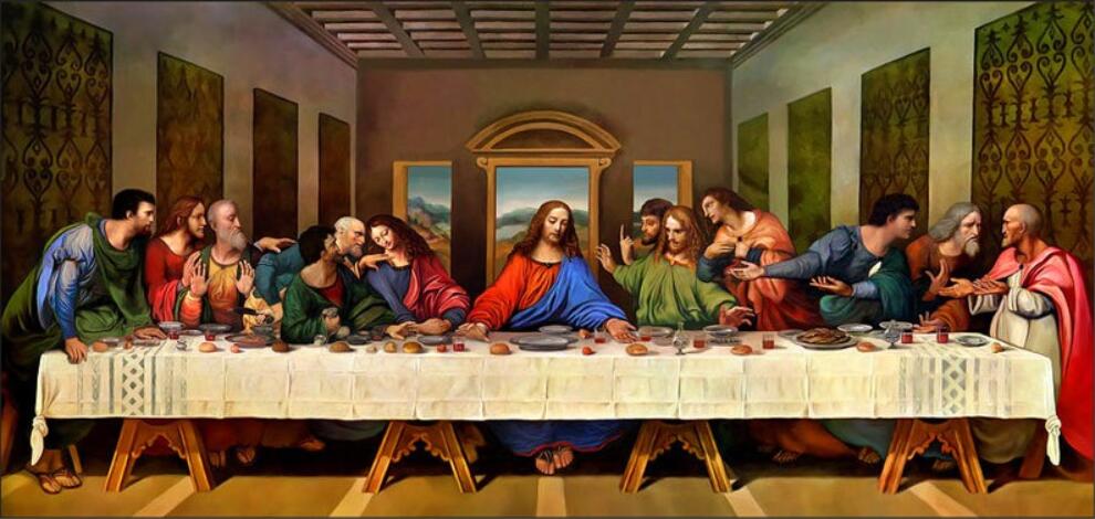 Square diamond painting craft kit with sacred Christian imagery for wall display