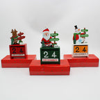 Set of rustic wooden Christmas calendar ornaments displayed together