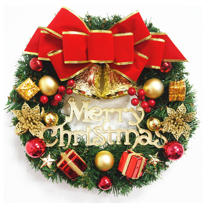 Frosted green pine Christmas garland wreath with natural berries and clover decoration Main image