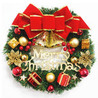 Frosted green pine Christmas garland wreath with natural berries and clover decoration