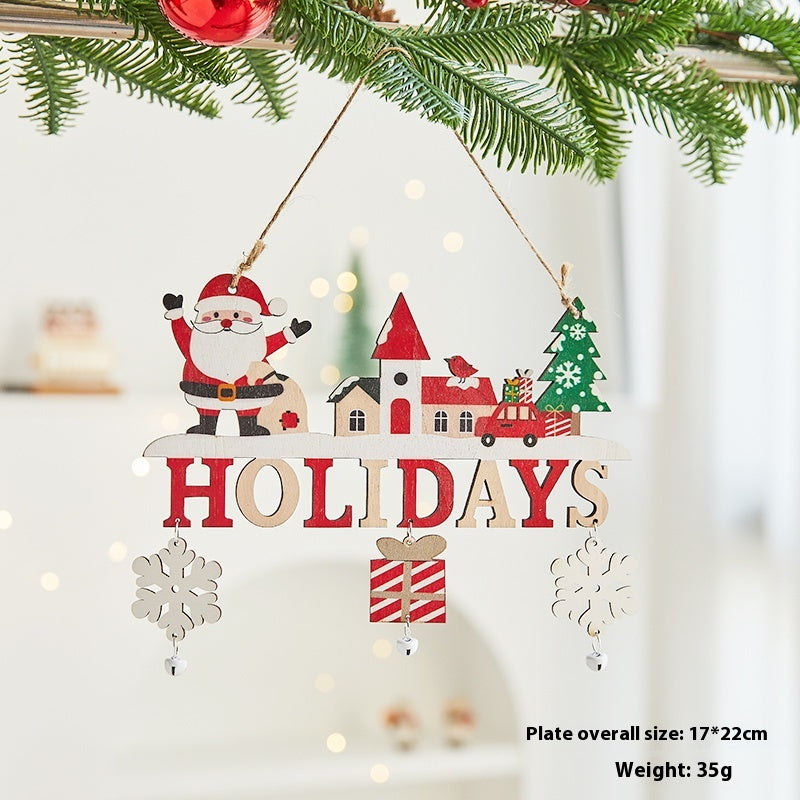 Close-up of wooden Christmas ornament with warm natural wood grain finish