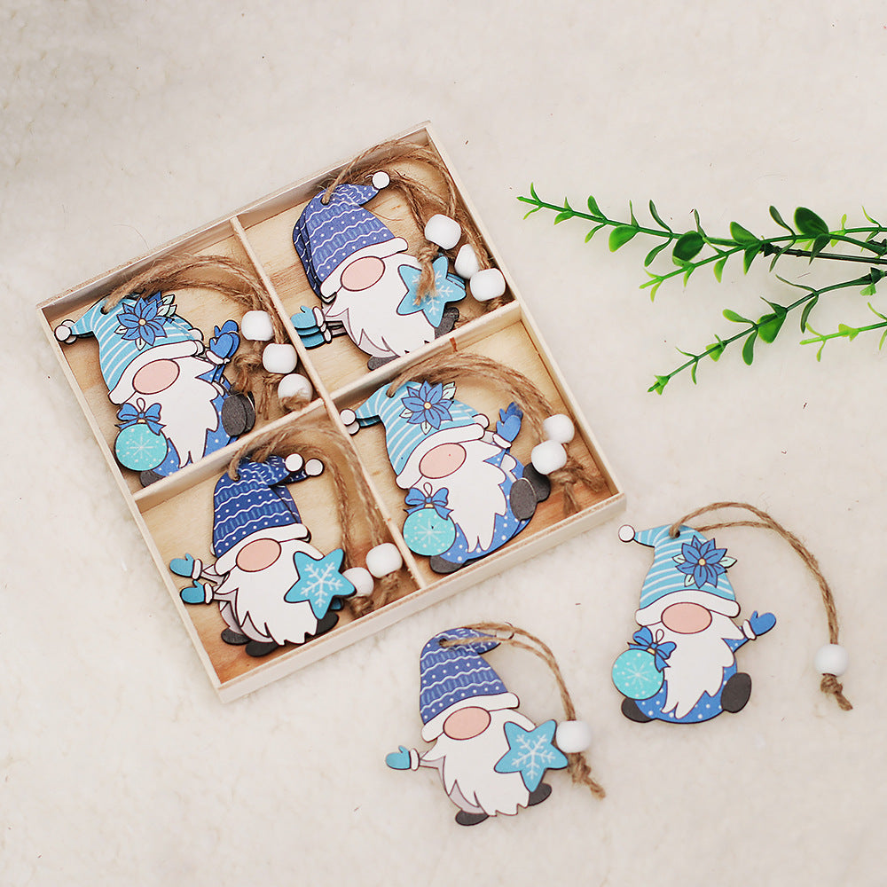 Christmas wooden pendant set in rustic storage setting