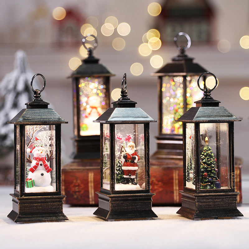 Holiday decoration oil lamp with warm ambient light for mantle or table