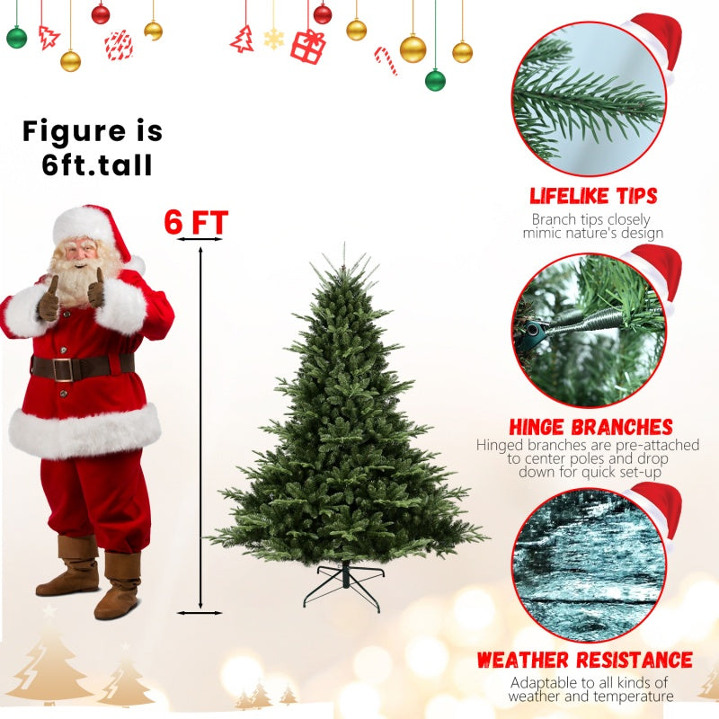 Green PE/PVC Christmas tree with memory wire branches in open space