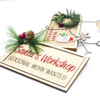 Wooden painted Christmas doorplate with snowflake winter design