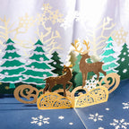 Set of Christmas reindeer cards crafted from special paper with handmade quality