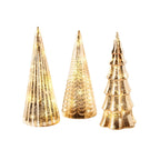 Holiday glass ornament featuring LED light at tree top for Christian homes