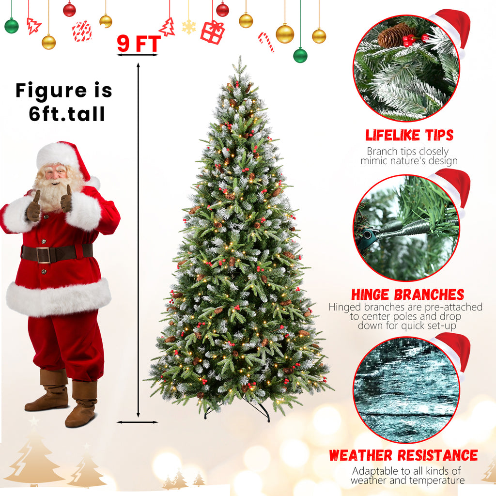 Family gathered around decorated Christmas tree in cozy home setting