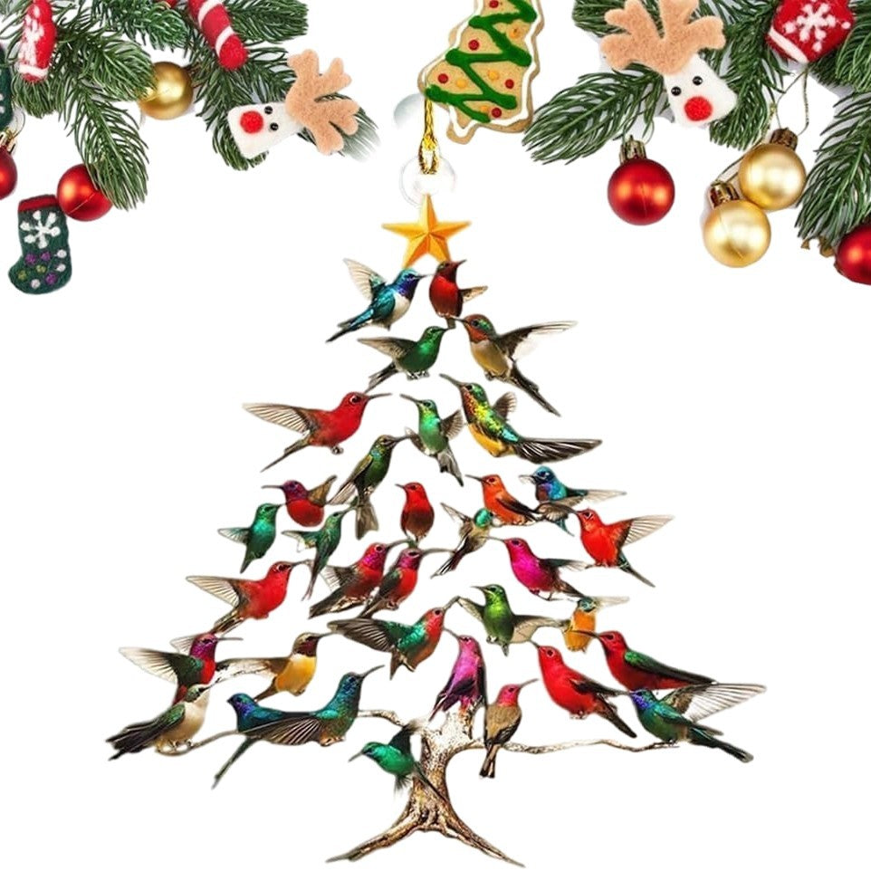 Whimsical hummingbird Christmas decoration for tree hanging display
