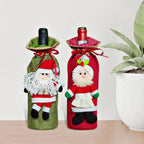 Festive cloth wine bottle cover with holiday styling for Christmas celebrations