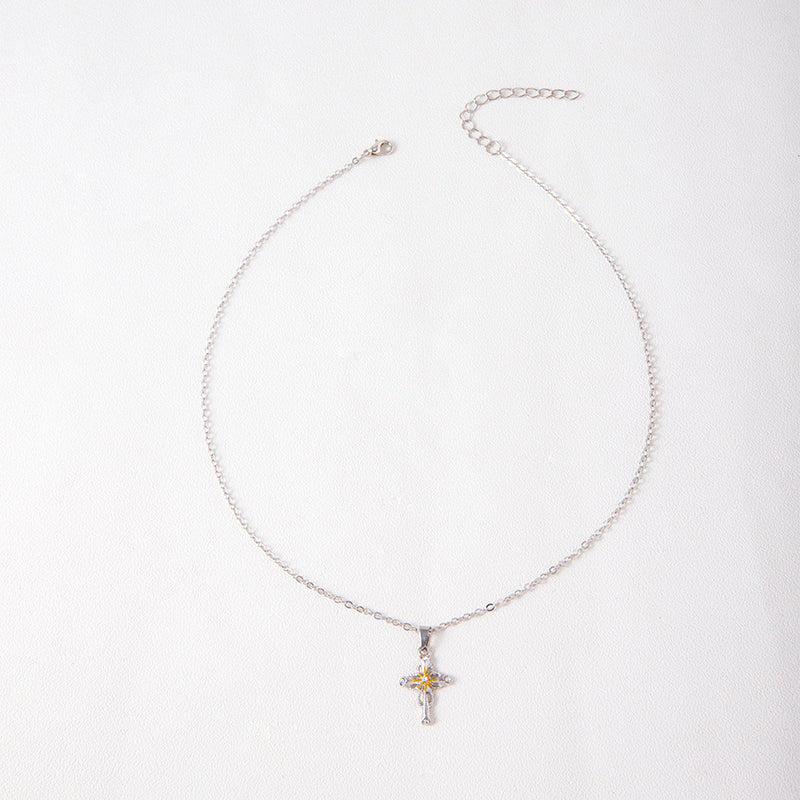 Cross Flower Pendant Necklace Secondary image