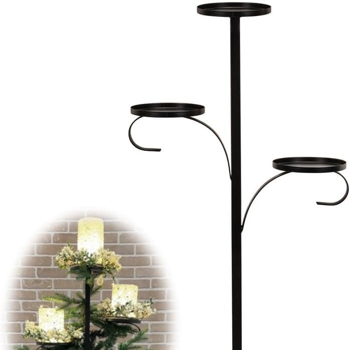 Classic wrought iron Christmas candlestick standing alone as festive centerpiece