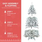 Brightly decorated flocked PVC Christmas tree in a home setting