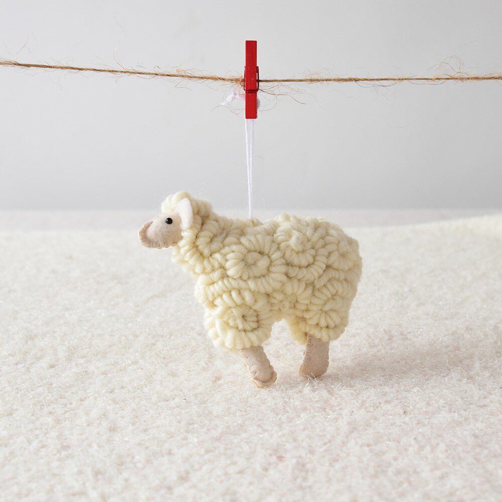 Little Wool Felt Sheep Christmas Hanging Ornament Secondary image