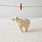 Soft pastoral sheep figurine in wool felt for Christmas decor