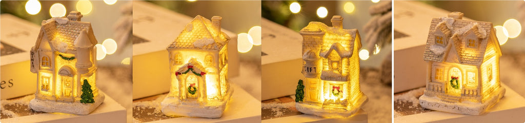 Small white house figurine perfect for holiday mantle display