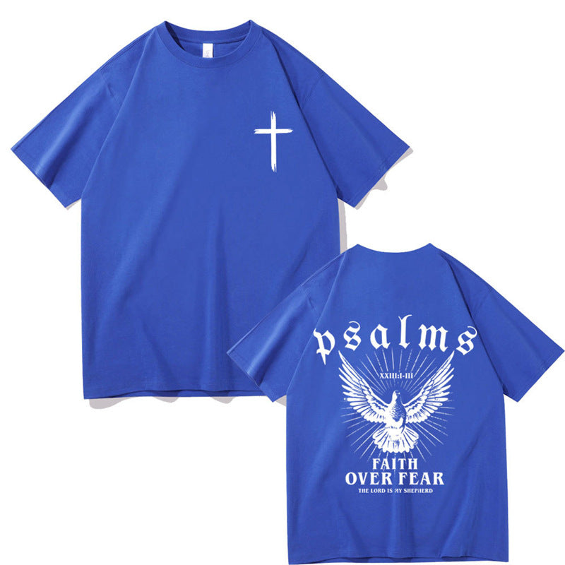 Silk cotton t-shirt with dove graphic for men