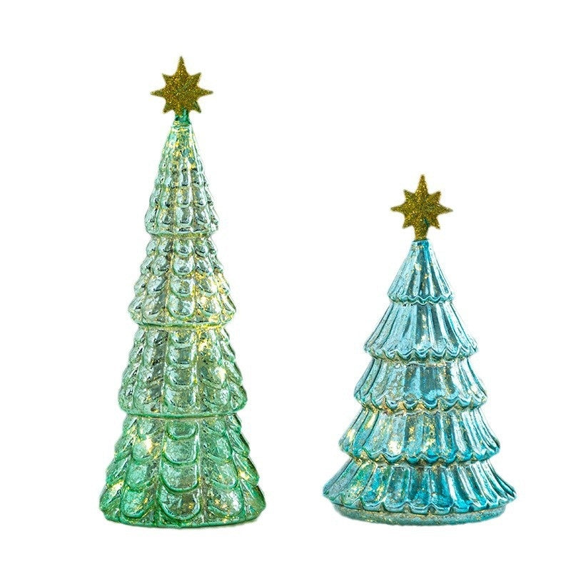 Rainbow five-pointed star glass ornament with iridescent shimmer for Christmas decor