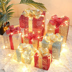 Christmas wrought iron gift box three-piece set displayed decoratively - faith home decor