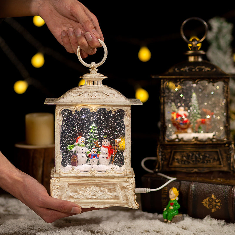 Faith-inspired Christmas crystal ball with golden crown and festive details
