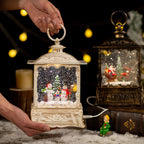 Faith-inspired Christmas crystal ball with golden crown and festive details
