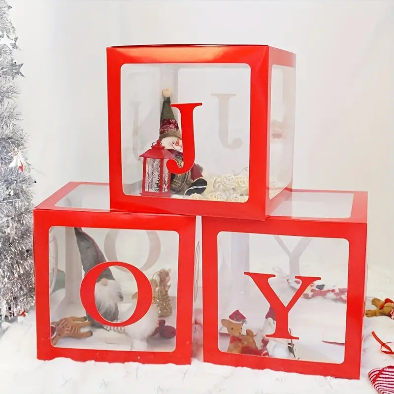 Classical red balloon boxes for Christmas celebration and festive home accent