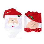 Set of Christmas chair covers with cutlery pocket holder for holiday dinner parties