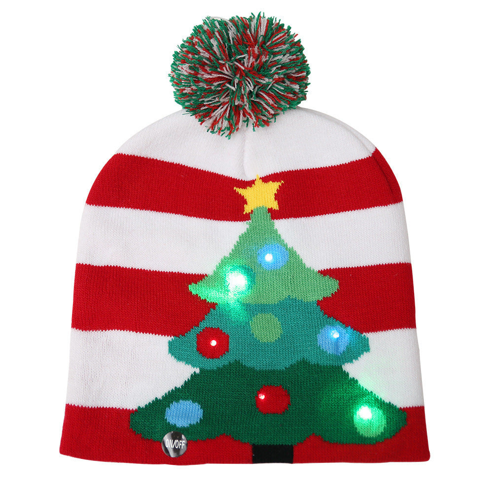 Festive LED Knit Christmas Hat with Lights - Christian Home Decor