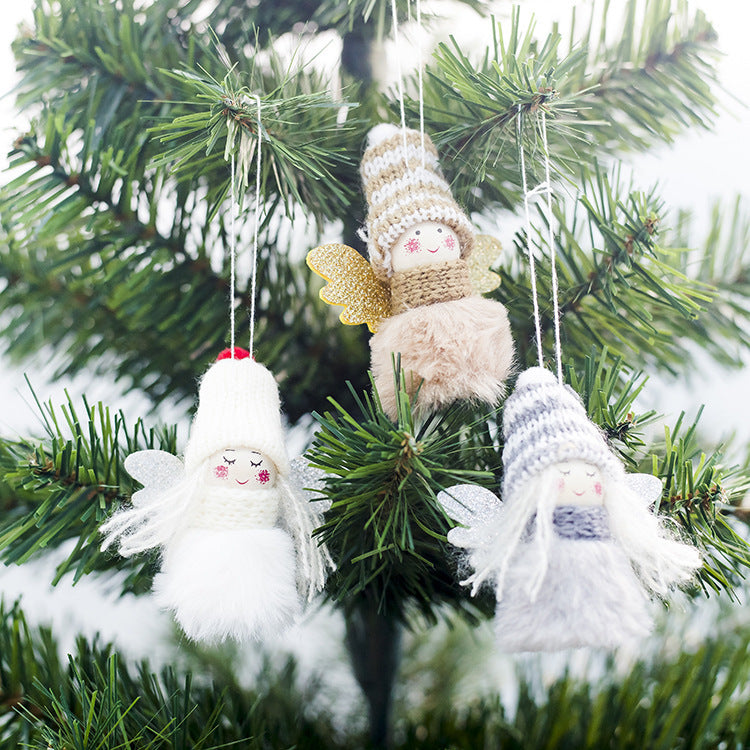 Pink plush angel hanging ornament for Christmas tree decoration