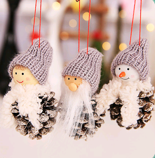 Hand-finished cloth Christmas pendant with holiday theme for tree display