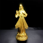 Jesus Mercy resin ornament displayed in home prayer corner setting