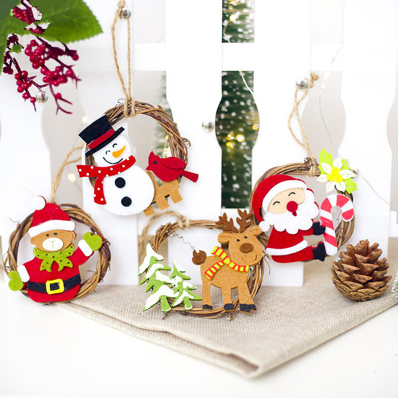 Christmas felt and cane decorative pendant ornament for holiday display Main image