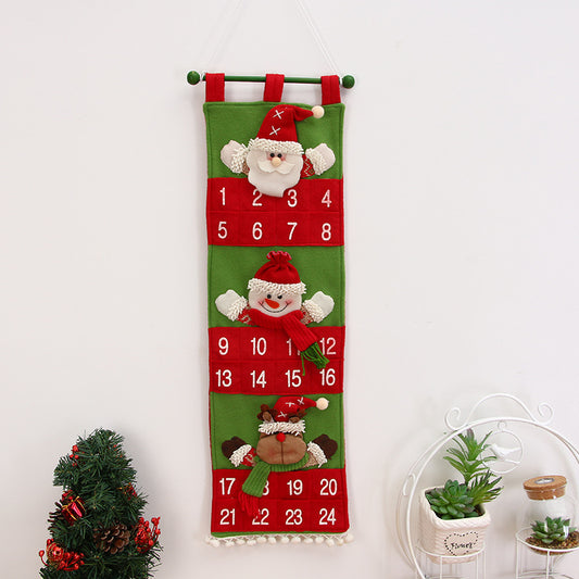 Advent calendar hanging storage bag made of non-woven fabric in Christmas red