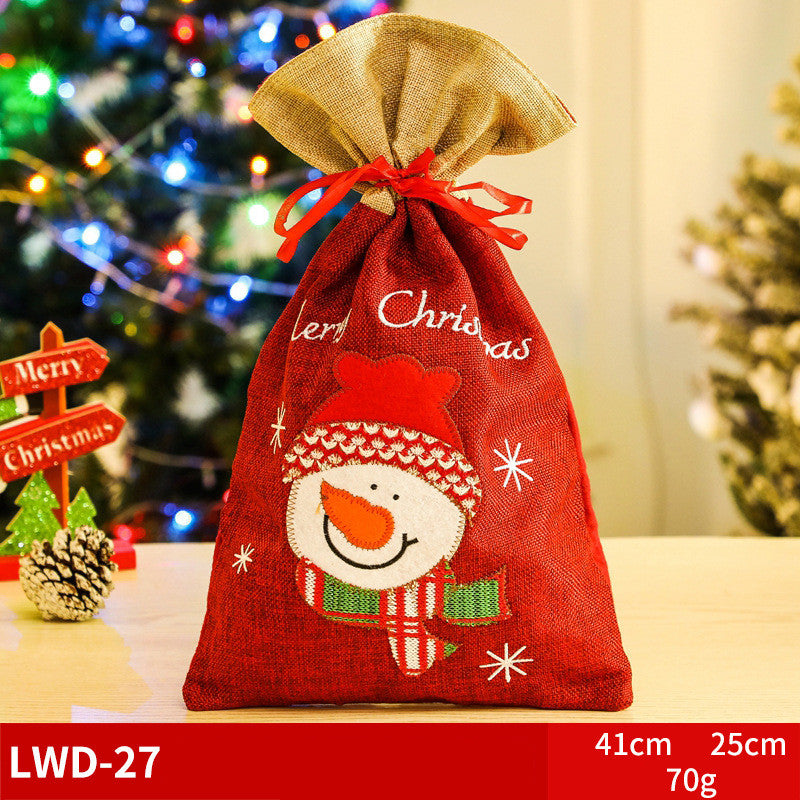 Christmas brushed gift bag with snowman design for holiday celebrations