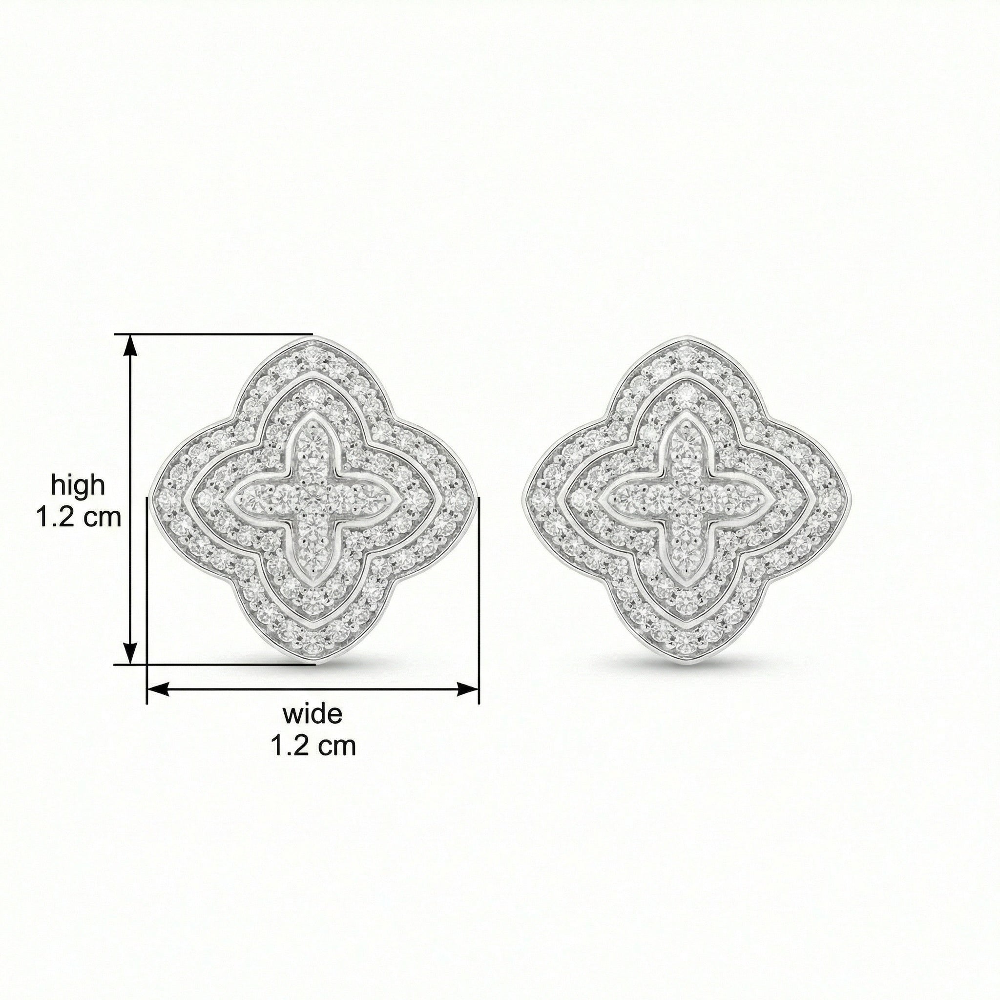 925 Sterling Silver Quatrefoil Diamond Cluster Stud Earrings Secondary image