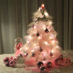 Pink feather LED Christmas tree ornament with soft glow