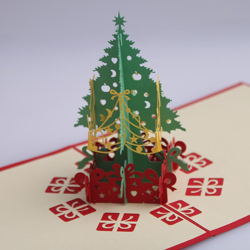 Handmade 3D Christmas tree greeting card with dimensional design