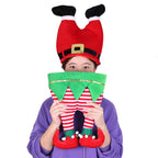 Festive green Christmas hat with classic holiday design