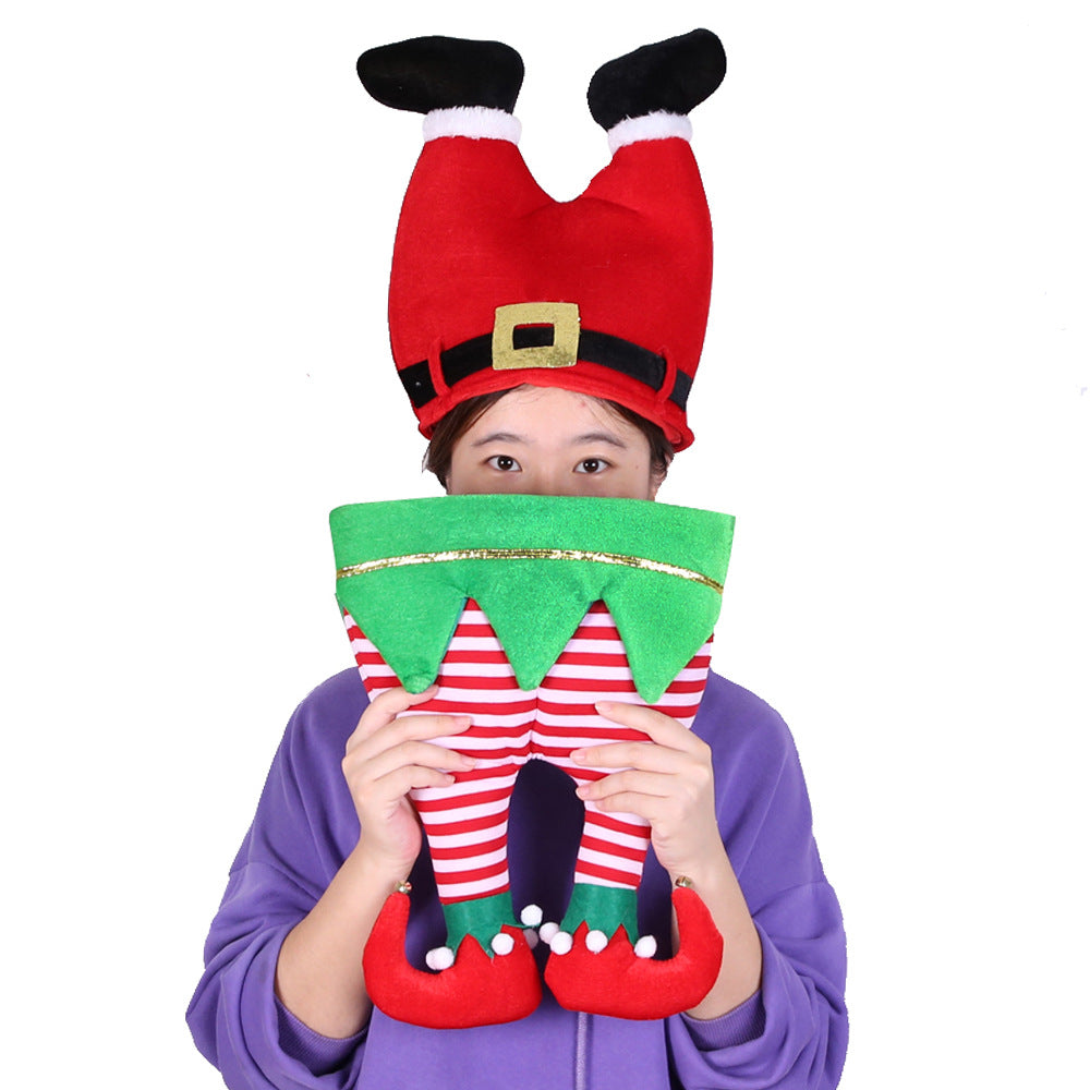 Festive green Christmas hat with classic holiday design