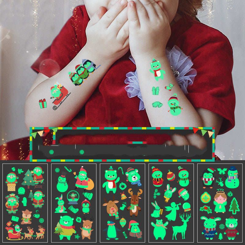 Set of Santa Claus temporary tattoos featuring various designs
